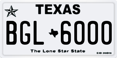 TX license plate BGL6000