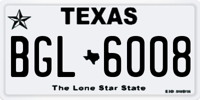 TX license plate BGL6008