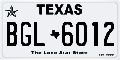 TX license plate BGL6012