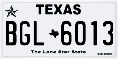 TX license plate BGL6013