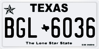 TX license plate BGL6036