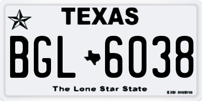 TX license plate BGL6038