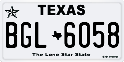 TX license plate BGL6058