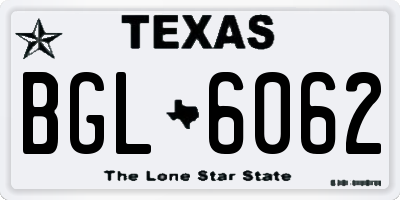 TX license plate BGL6062