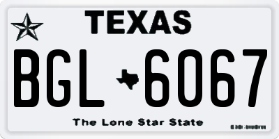 TX license plate BGL6067