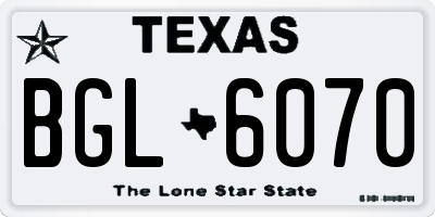 TX license plate BGL6070