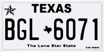 TX license plate BGL6071