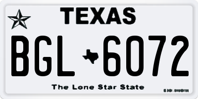 TX license plate BGL6072