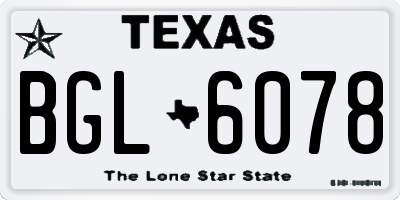 TX license plate BGL6078