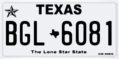 TX license plate BGL6081