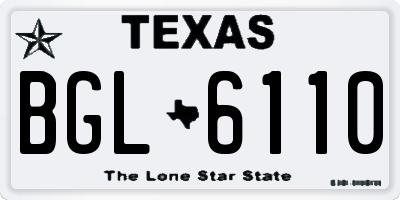 TX license plate BGL6110