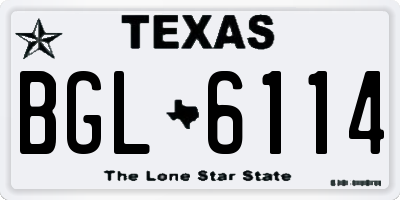 TX license plate BGL6114