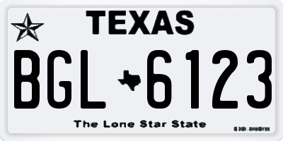 TX license plate BGL6123