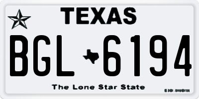 TX license plate BGL6194