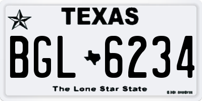 TX license plate BGL6234