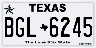 TX license plate BGL6245