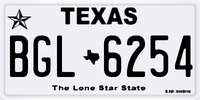 TX license plate BGL6254