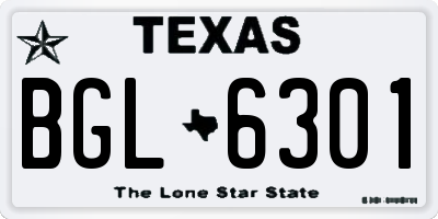 TX license plate BGL6301
