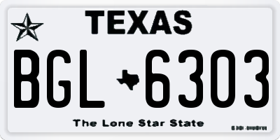 TX license plate BGL6303
