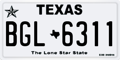 TX license plate BGL6311