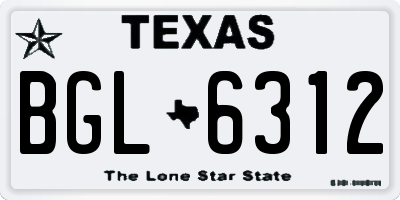 TX license plate BGL6312