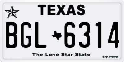 TX license plate BGL6314