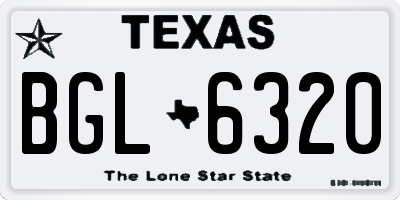 TX license plate BGL6320