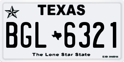 TX license plate BGL6321