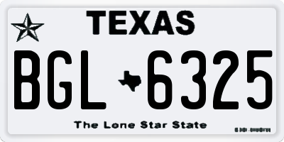 TX license plate BGL6325