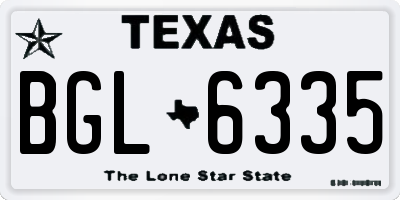 TX license plate BGL6335