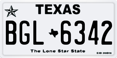 TX license plate BGL6342