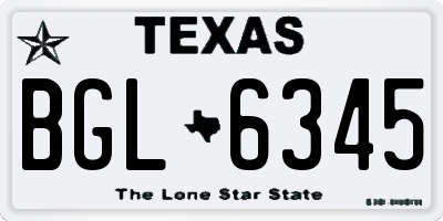 TX license plate BGL6345