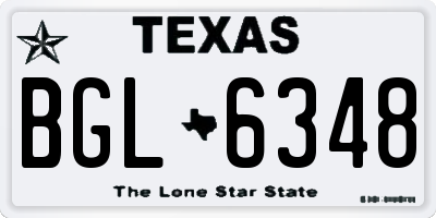 TX license plate BGL6348