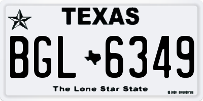 TX license plate BGL6349
