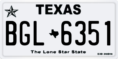 TX license plate BGL6351