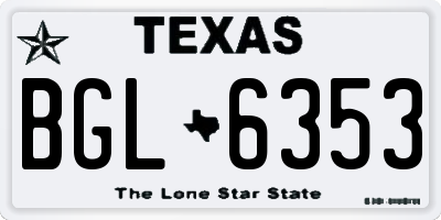 TX license plate BGL6353