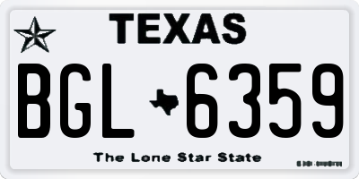 TX license plate BGL6359