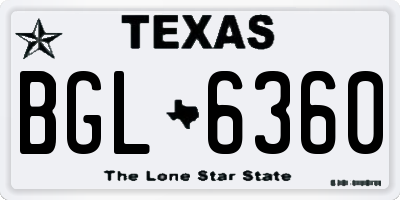 TX license plate BGL6360