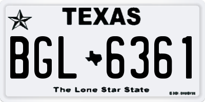 TX license plate BGL6361