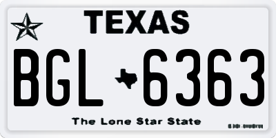 TX license plate BGL6363