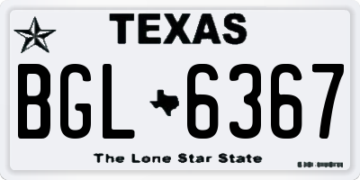 TX license plate BGL6367