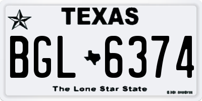 TX license plate BGL6374