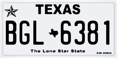 TX license plate BGL6381