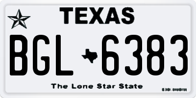 TX license plate BGL6383