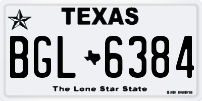 TX license plate BGL6384