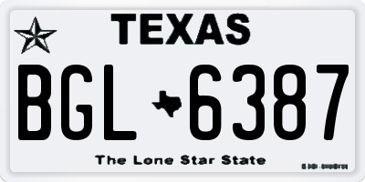 TX license plate BGL6387