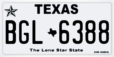 TX license plate BGL6388
