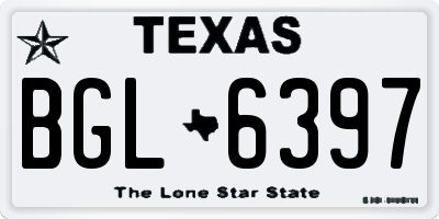 TX license plate BGL6397