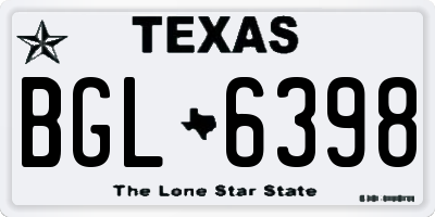 TX license plate BGL6398
