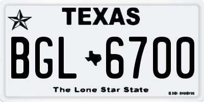 TX license plate BGL6700
